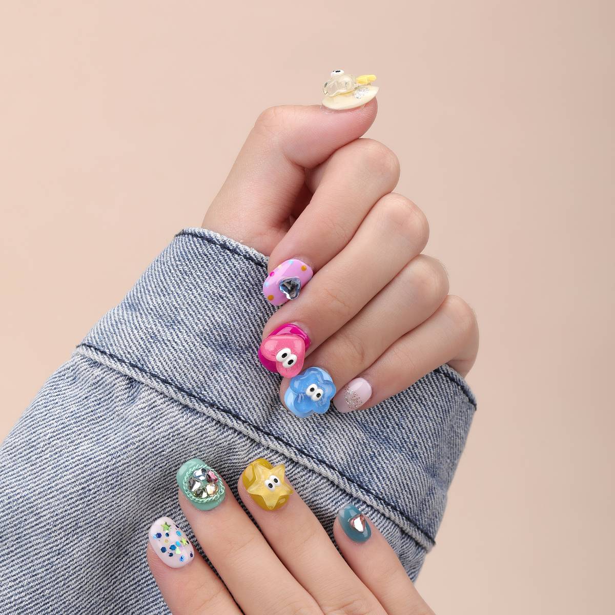 Bubble World 3D Press-On Nails